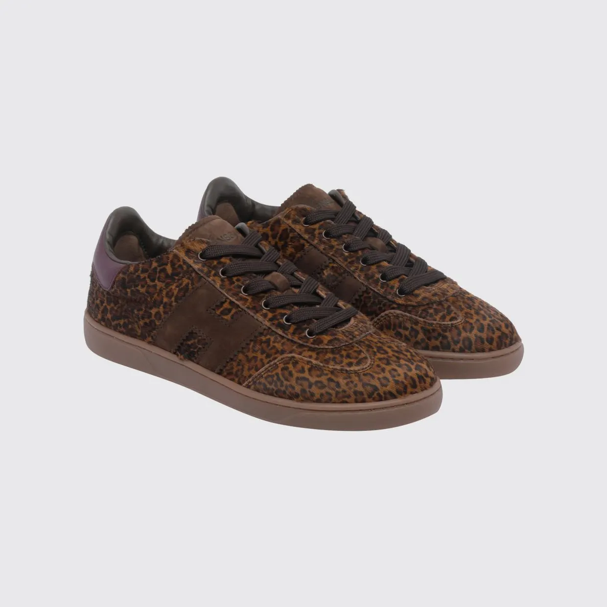 Hogan Cool Animal-Print Pony Hair Sneakers with Side H Logo Application Brown (HXW6470FB6CVHP0R1Z)