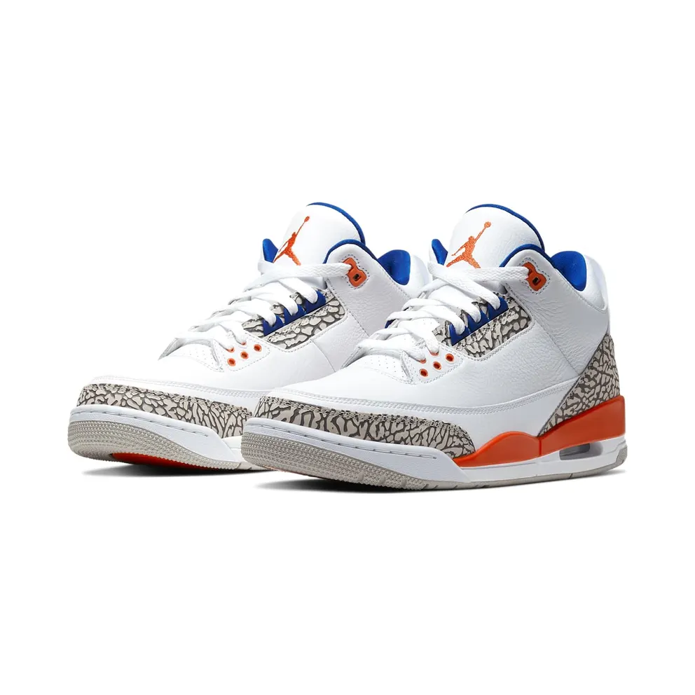 Jordan 3 Retro Knicks White/Old Royal-University Orange-Tech Grey (136064-148)