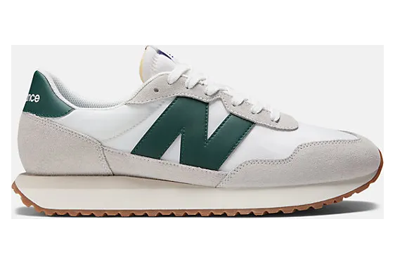 New Balance White & Green 237 Sneakers (MS237RF)