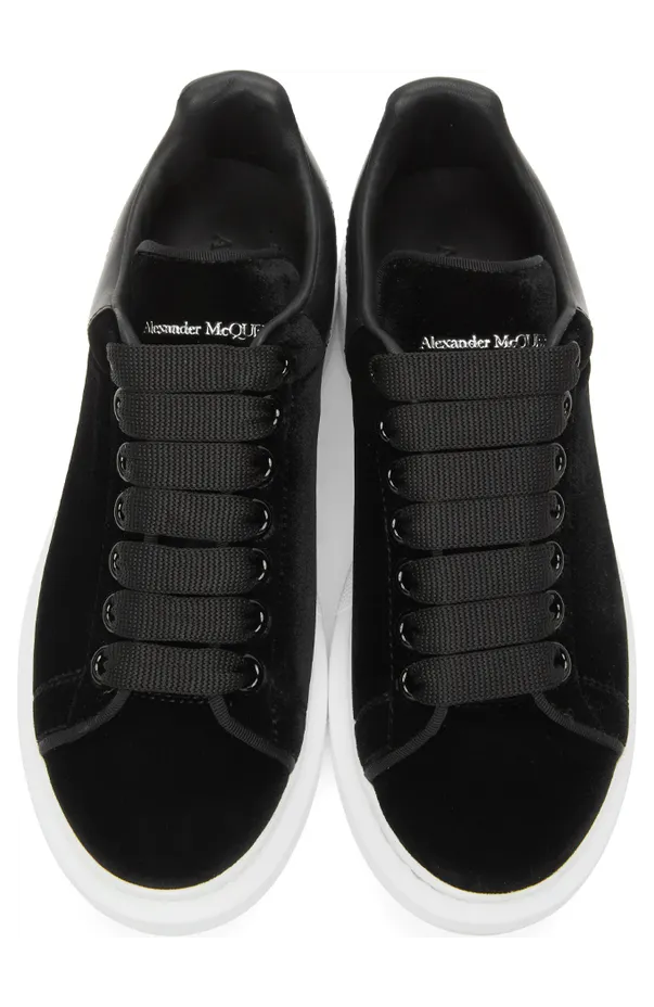 Alexander McQueen Black Velvet Oversized Sneakers (553775 W4FKT) (5)