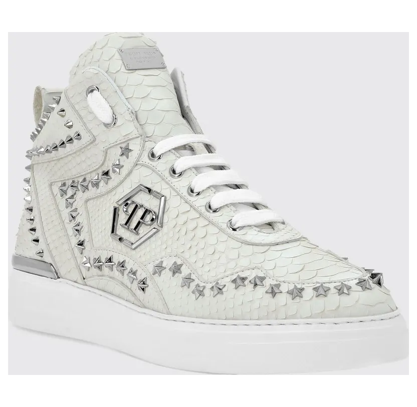 Philipp plein Python Leather Sneakers with Star Studs White (AADSMSC4004PLE029P01)
