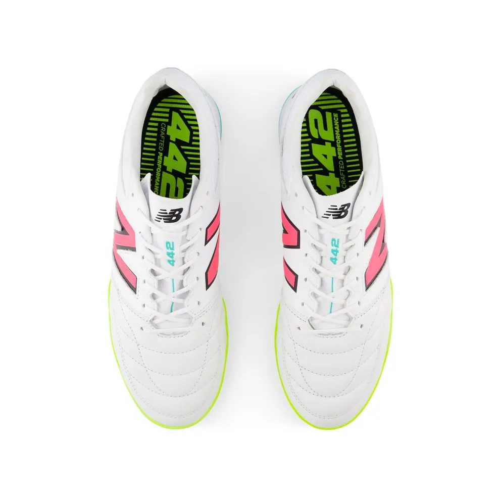 New Balance 442 Pro Indoor v2 White Hi-Lite Neon Pink (MS41IWH2)
