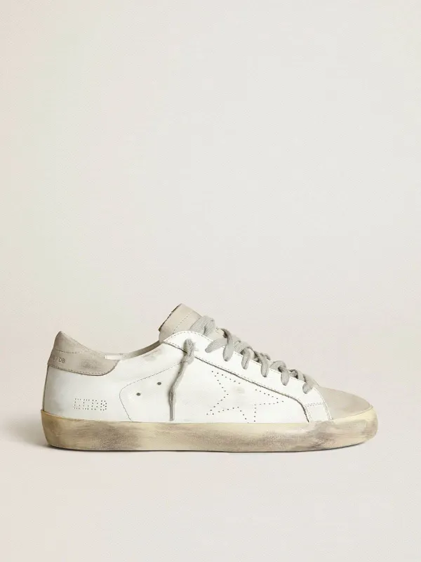 Golden Goose Super-Star In White Leather With Perforated Star And Beige Nubuck Heel Tab (GWF00105.F002942.10276)