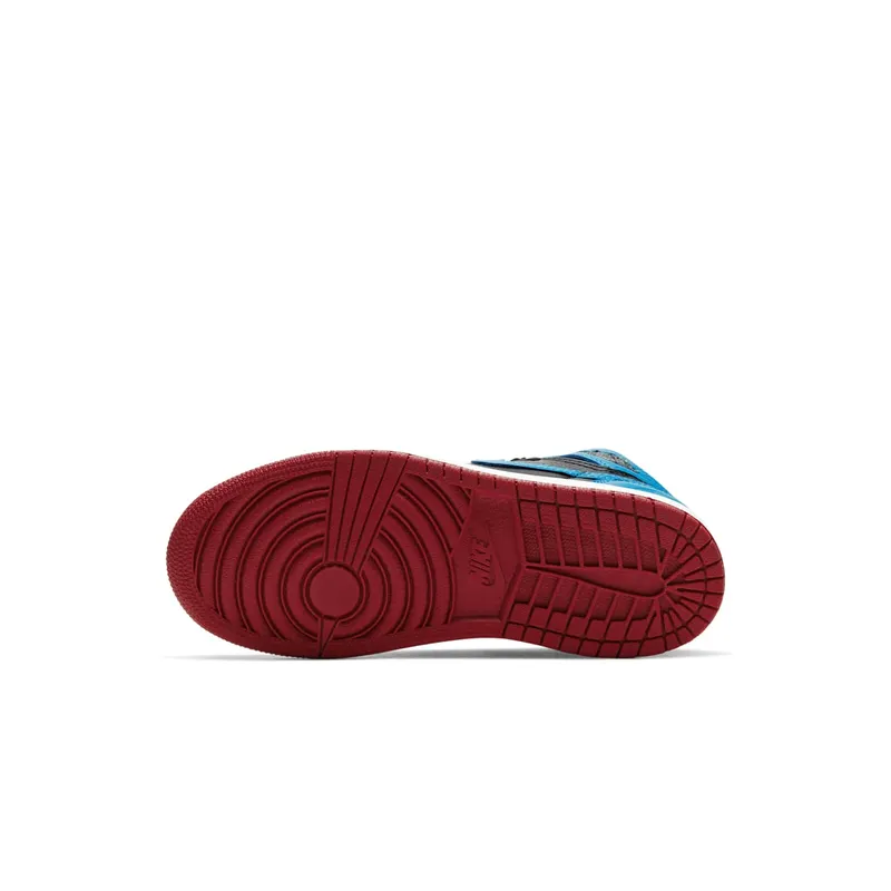 Jordan 1 Retro High UNC Chicago Leather (PS) Black/Dark Powder Blue-Gym Red (CU0449-046)