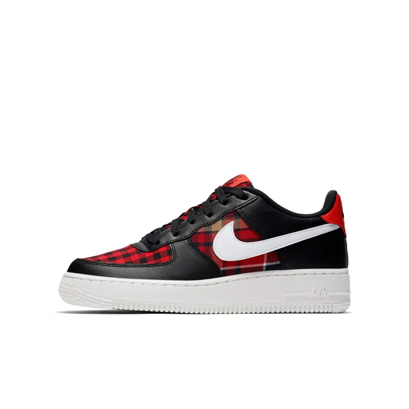 Nike Air Force 1 Low Flannel (GS) Black/Summit White-Habanero Red (849345-004)
