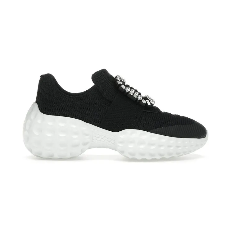 Roger Vivier Viv’ Run Light Black White Crystal Buckle (RVW63731340QPS9999)