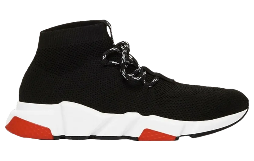 Balenciaga Speed Trainer Lace Up Black Black White Red (530357W07U01000)