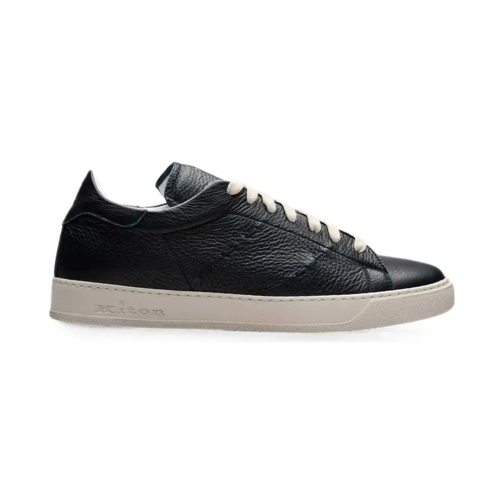 Kiton cross-stitch leather – Black (USSA421N0151702002)