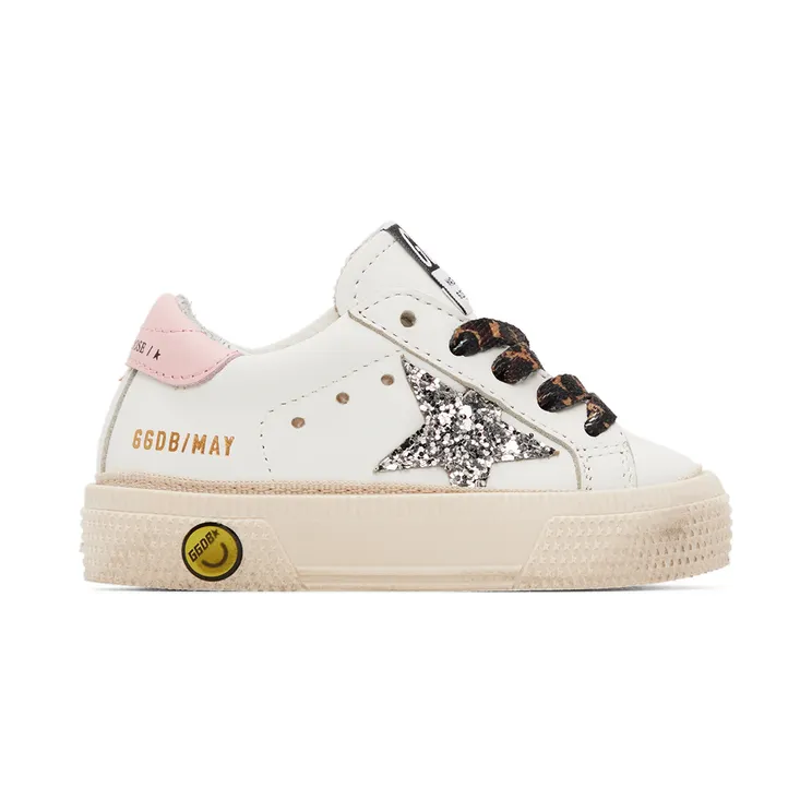 Golden Goose Baby White & Silver Glitter May Sneakers (GJF00112.F001989.10665)