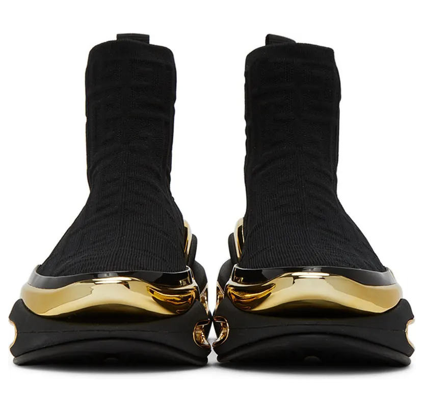 Balmain Black Knit Monogram B-Bold High Sneakers (WN0VJ684TKMM) (2)
