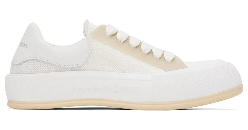 Alexander McQueen White Deck Plimsoll 8993 OP.WH/WHI/PARCH (711098W4UB2)