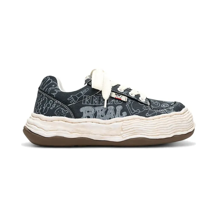 Maison Mihara Yasuhiro Oliver OG Sole Graffiti Printed Canvas Low Black White (A16FW705-BLKWHT)