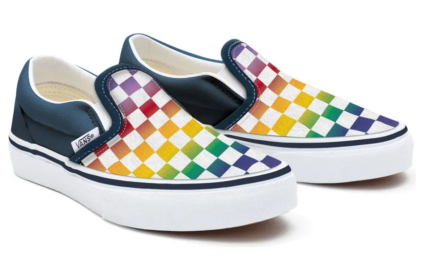VANS Gepersonaliseerde Kids Rainbow Checkerboard Slip-on Multicolour (VN0A3CST064)