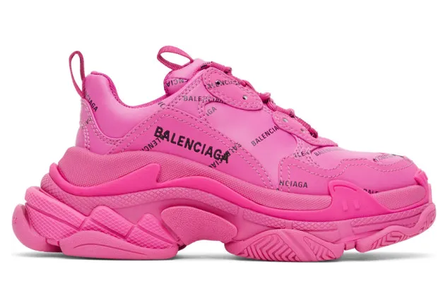 Balenciaga Pink Allover Logo Triple S Sneakers (524039-W2FA1)