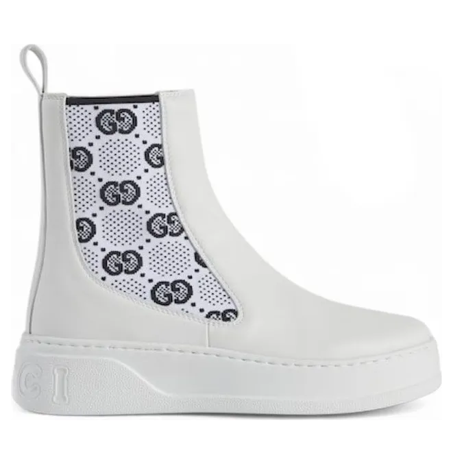 Gucci GG Jersey Chelsea Boots White (718718-AAA8L-9059)