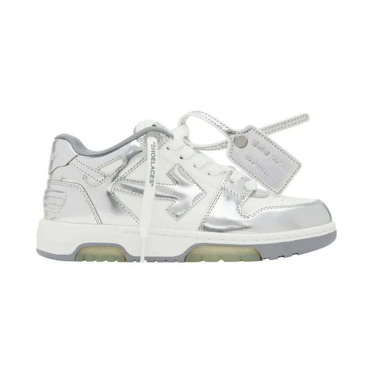 OFF-WHITE Out Of Office OOO Low Tops Silver White (OMIA189F24LEA00E0172)