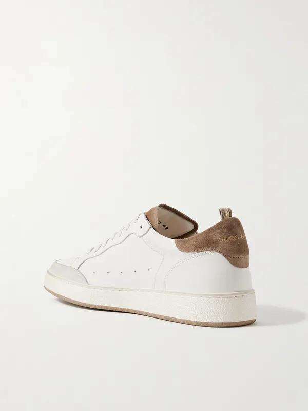 Officine Creative The Answer 001 Distressed Suede-Trimmed Leather White (OCUANSW001-CVCOM00000LC128)