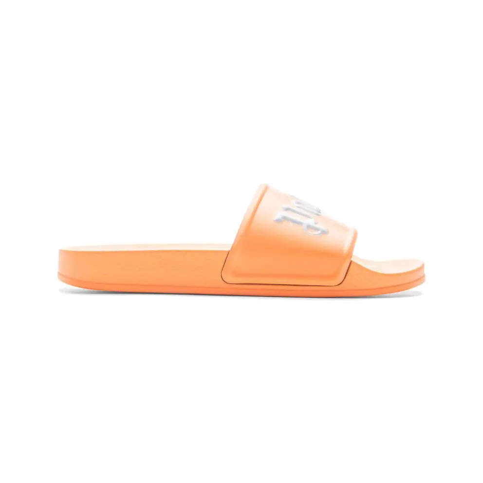 Palm Angels Logo Pool Slides Orange White (PMIC001S23PLA0012001)