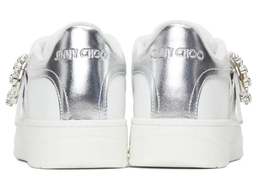 Jimmy Choo White Leather Osaka Lace Up Sneakers (OSAKA LACE UP XYT) (4)