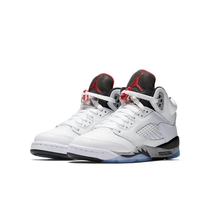 Jordan 5 Retro White Cement (GS) White/University Red-Black-Matte Silver (440888-104)