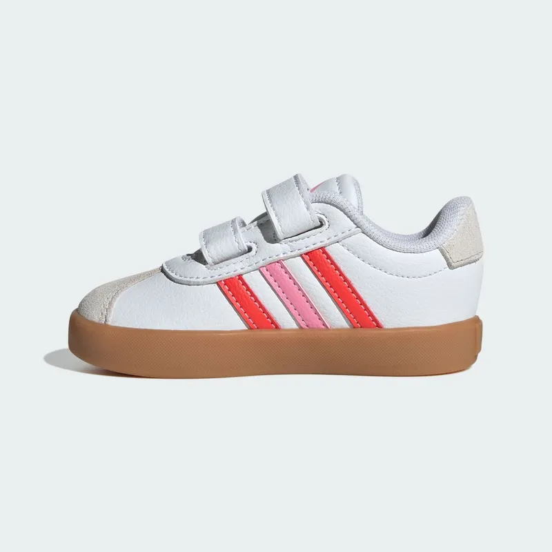 Adidas VL Court 3.0 Skateboard Shoes Kids Cloud White / Bright Red / Bliss Pink (JH6311)