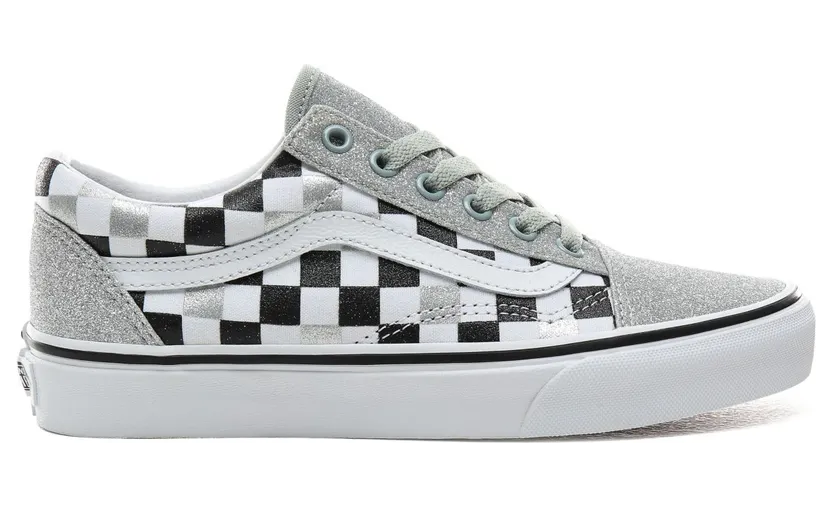 Vans Old Skool ‘Glitter Checkerboard’ Silver/True White/Black (VN0A4BV5V3J)