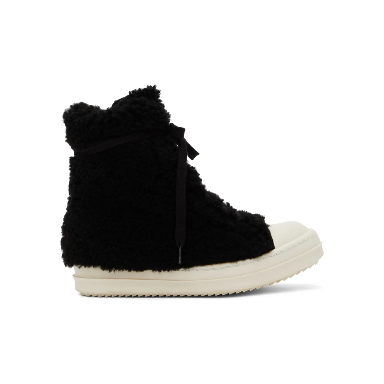 Rick Owens Black Shearling Strobe Sneakers (RU02B2890 LSHP)