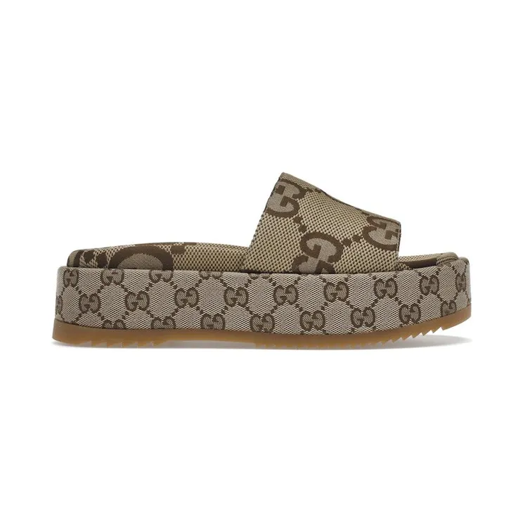 Gucci Angelina Platform 55mm Sandal Camel Canvas (623212 UKO00 2580)