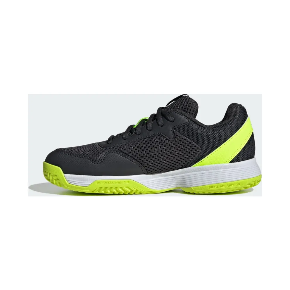 Adidas Courtflash Tennis Kids Carbon / Iron Metallic / Lucid Lemon (JI2449)