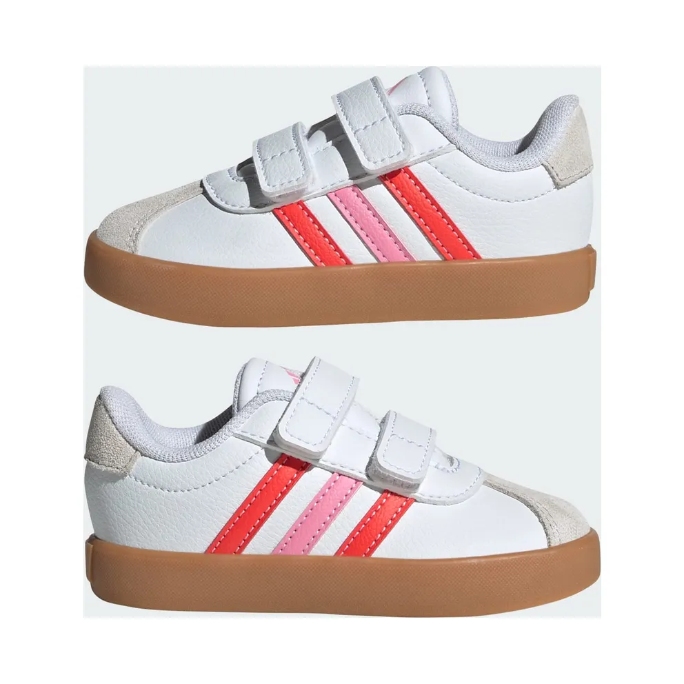 Adidas VL Court 3.0 Skateboard Shoes Kids Cloud White / Bright Red / Bliss Pink (JH6311)