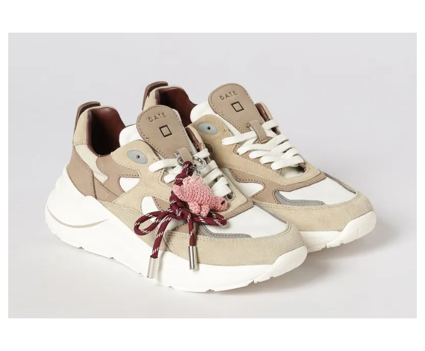 D.A.T.E D. A.T. E. Suede and Linen Fuga Sneakers Yellow Cream (W441FGLIHB)