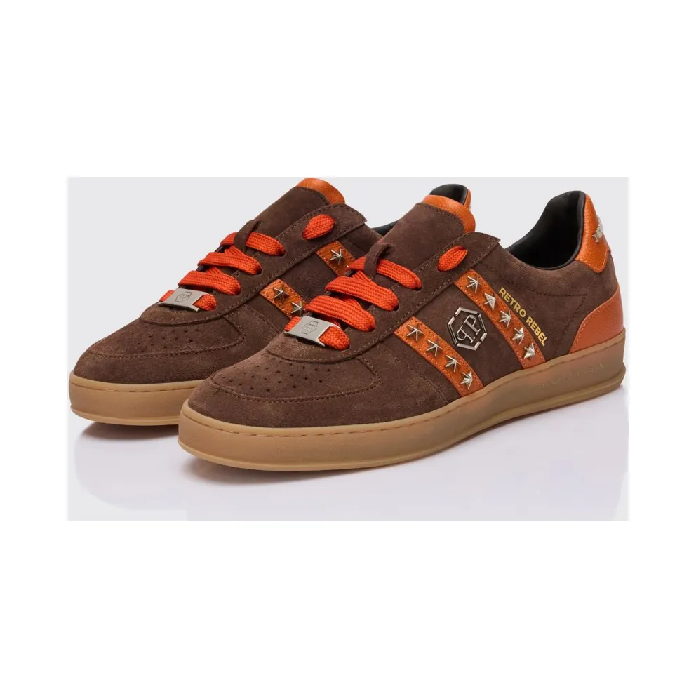 Philipp plein Retro Rebel Suede Sneakers with Applied Stars Brown (SAFSUSC0911PLE009N04)