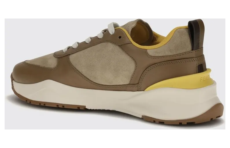 Fendi Flow Low-Top in Suede and Smooth Calf Leather Brown (7E1925AY1WF1WPG)