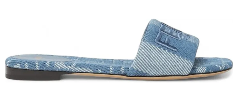 Fendi Sunshine Slides Light Blue Denim-Effect Jacquard (8R8092ASB5F1STD)