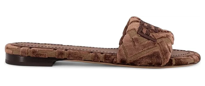 Fendi Sunshine Velvet Slide Brown (8R8092AY9ZF1TP1)