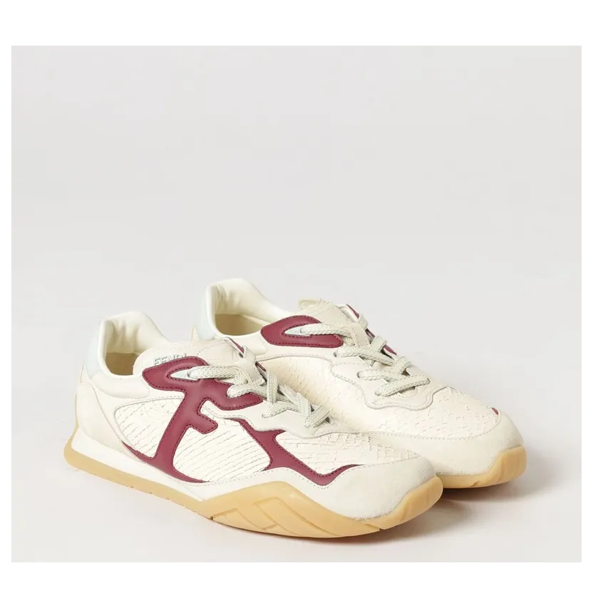 Fendi Wave Pulse Low-Top in Calf Leather with Embossed Logo Beige (8E9017AY2SF1WQO)