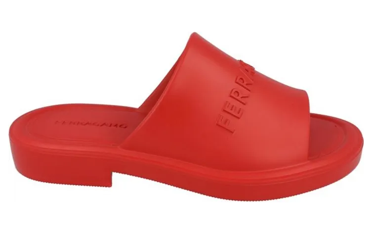 Ferragamo Giuneva Logo Embossed Slides Red (021678-763219-M)