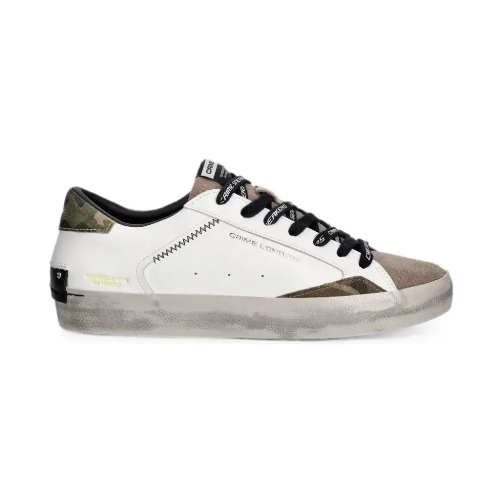 Crime London Sk8 Deluxe gerafelde with camouflageprint – White (10002AA910)