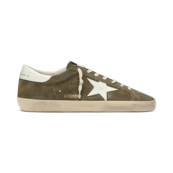 Golden Goose Super-Star aus Wildleder mit Lederstern “Green” (GMF00101F008925)