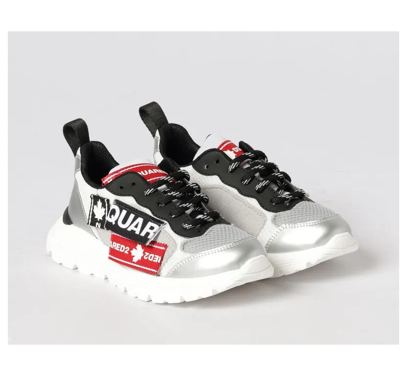 Dsquared2 Laminated Leather And Mesh Sneakers White (827442)
