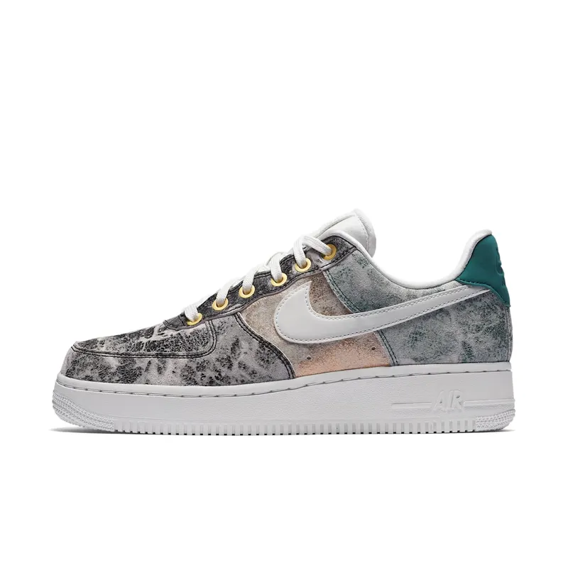 Nike Air Force 1 Low Metallic Leather (W) Summit White/Oil Grey-Bio Beige-Summit White (AO1017-100)