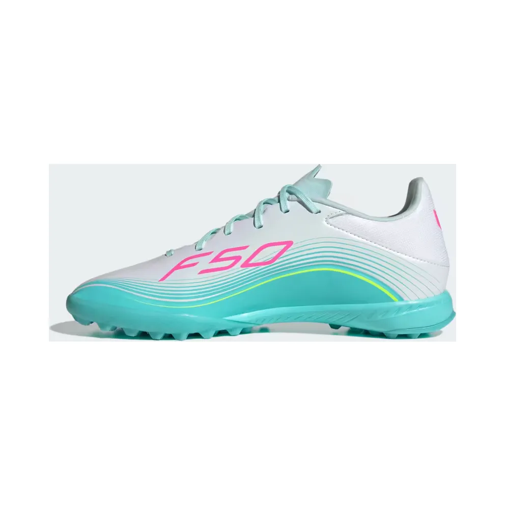 adidas F50 Messi League Turf Football “Cloud White / Lucid Pink / Flash Aqua” (JQ0937)