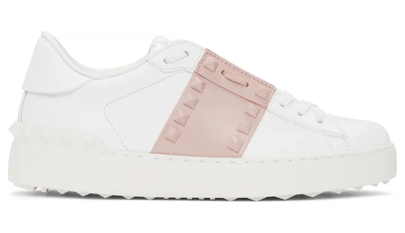 Valentino Garavani White & Pink Valentino Garavani Rockstud Open Sneakers (VW2S0A01LTU)