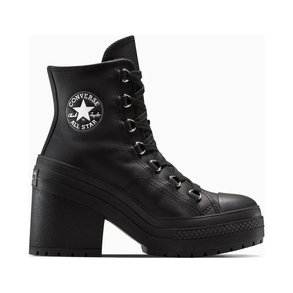 Converse Chuck 70 De Luxe Heel Platform Leather Black Black/Silver/Black (A15514C)