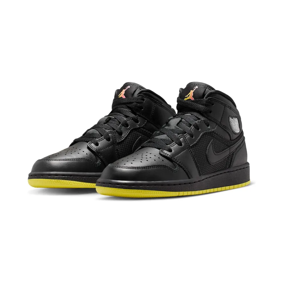 Nike Air Jordan 1 Mid SE “Black / Opti Yellow / Silver” (IV6811-001)