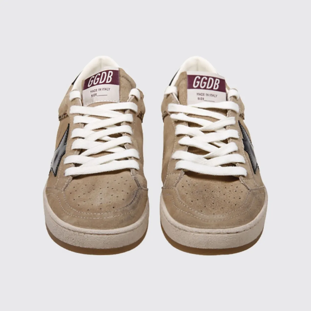 Golden goose Ball Star Sneakers in Leather and Suede with Distressed Effect Beige (GWF00117F00870415981)