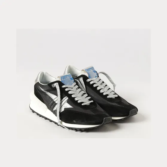 Golden goose Marathon Distressed Effect Nylon and Leather Sneakers Black (GMF00684F00567590179)