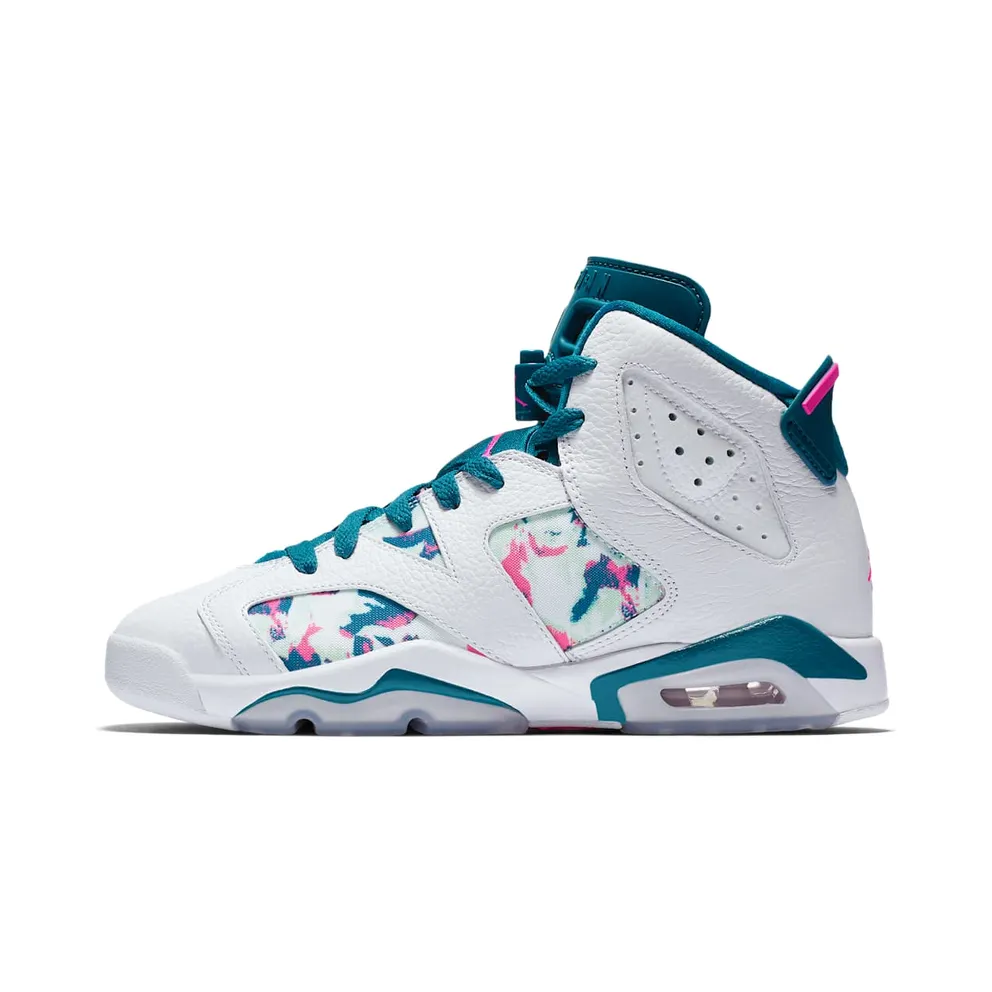 Jordan 6 Retro White Laser Fuchsia Green Abyss (GS)