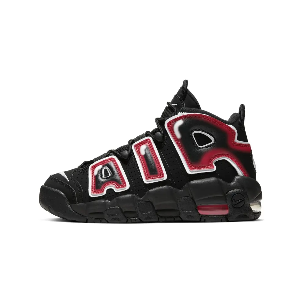 Nike Air More Uptempo Black White Laser Crimson (GS) Black/White-Laser Crimson (415082-010)
