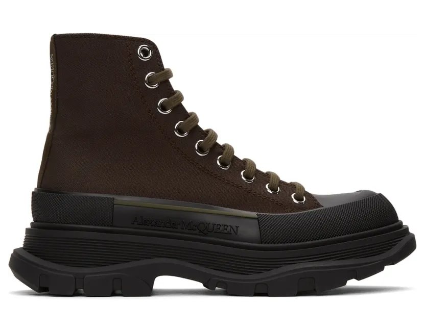 Alexander McQueen Khaki Tread Slick High Sneakers (604254W4L51)
